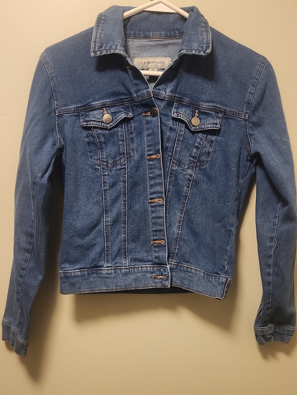 Calvin Klein Classic Blue Denim Trucker Jacket Junior Size Small